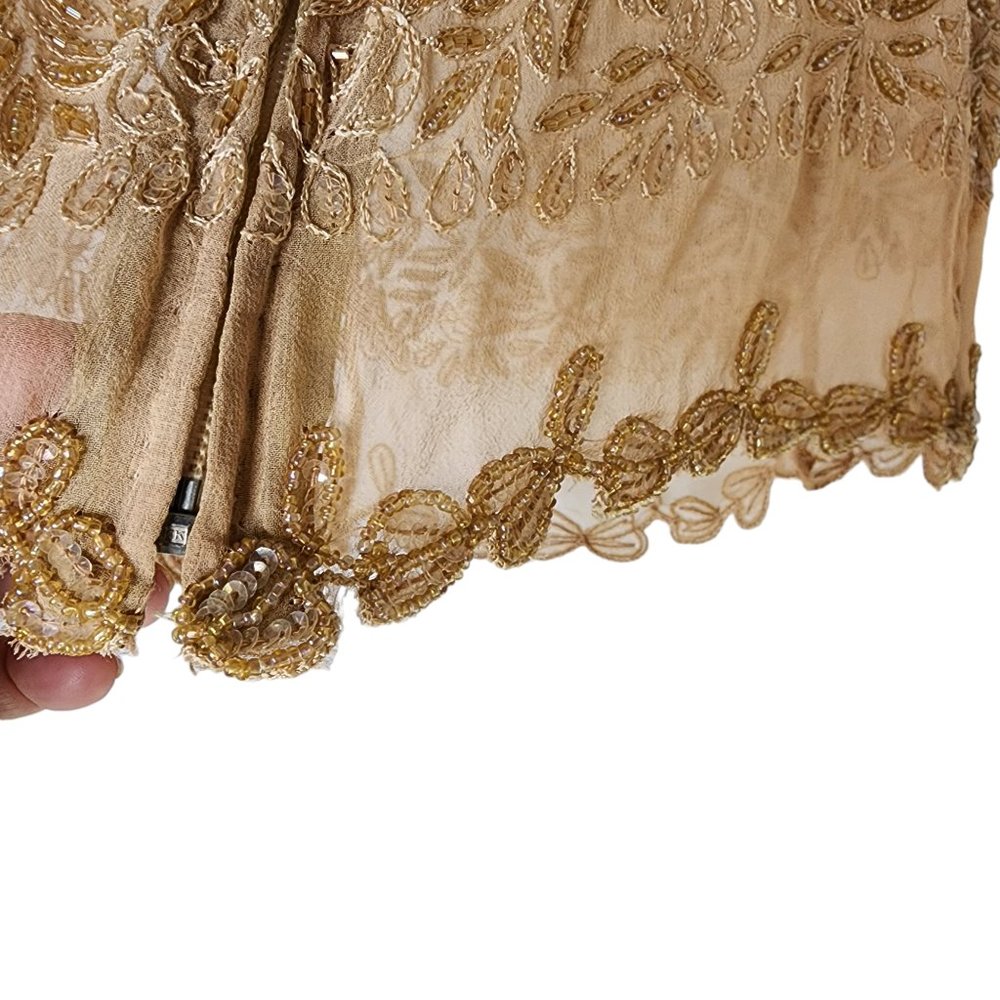 Kenneth Cole top pure silk gold heavily emroidered diamantes size 8 - Picture 13 of 16
